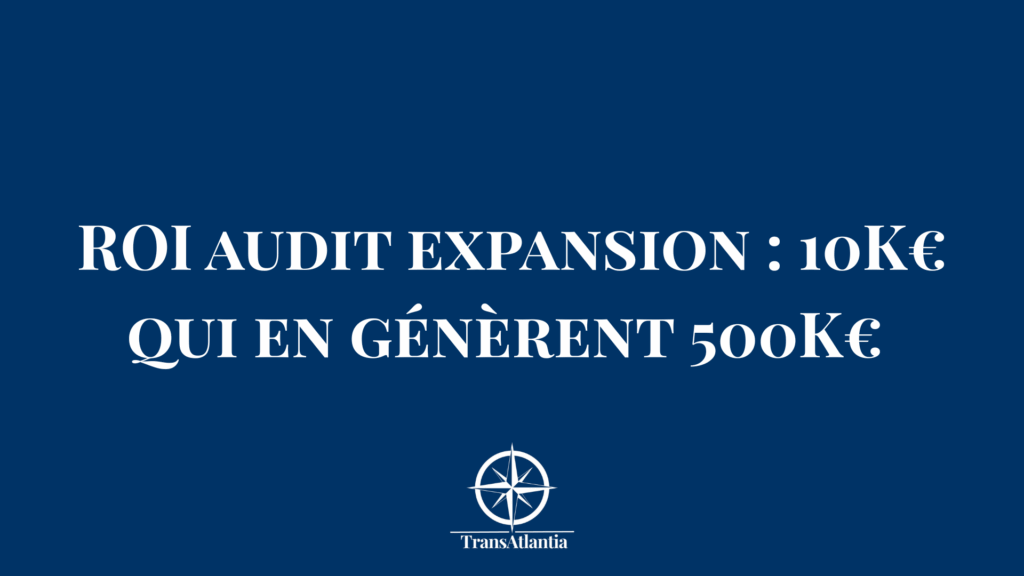 "Graphique ROI audit expansion avec investissement 10K euros générant 500K euros"