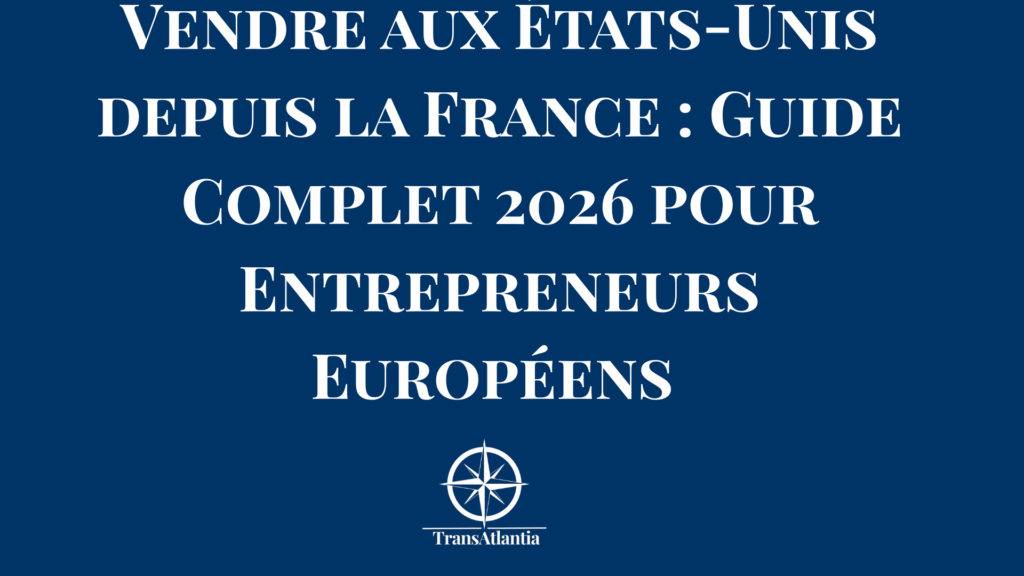Entrepreneur français travaillant sur son ordinateur avec drapeaux France États-Unis symbolisant vente transatlantique