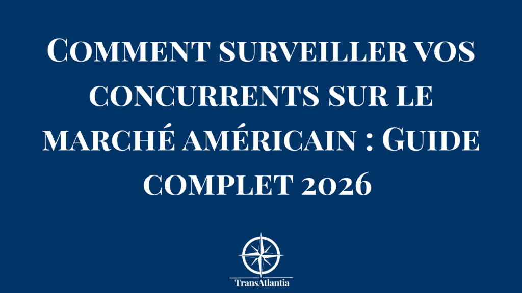 Entrepreneur français analysant la concurrence américaine sur son ordinateur avec des graphiques et données concurrentielles à l'écran
