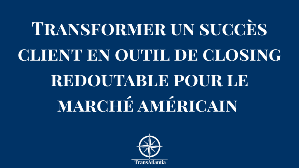Poignée de main professionnelle entre un dirigeant français et un client américain après une présentation de résultats.