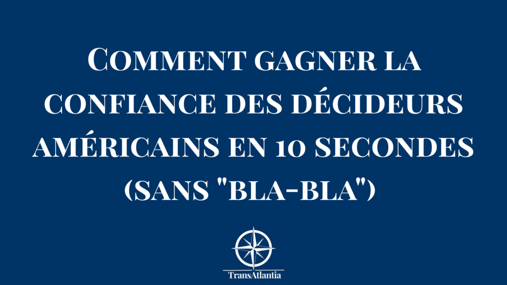 Poignée de main confiante et contact visuel direct entre un entrepreneur français et un décideur américain lors d'un closing.