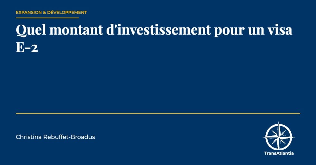 montant d'investissement E-2, par Christina Rebuffet