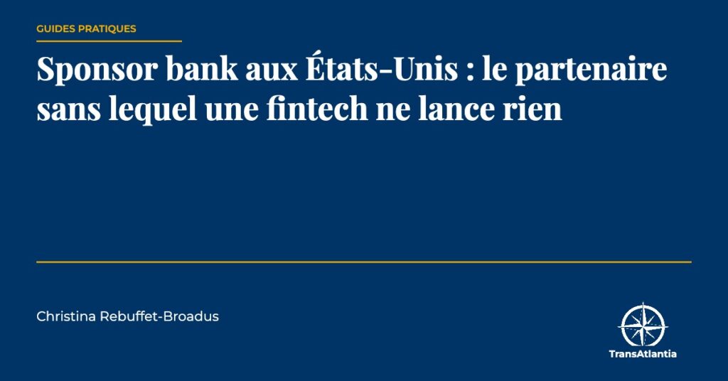 sponsor bank, par Christina Rebuffet